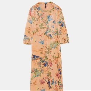 ZARA PRINT BUTTON-UP DRESS WITH PIPED SEAMS